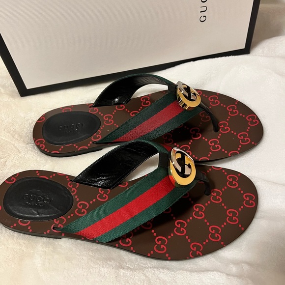 Gucci GG thong sandals sz9 - Picture 1 of 7